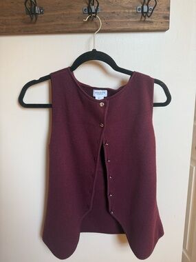 Song of Style Burgundy Button-Front Sleeveless Vest